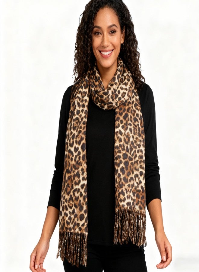 CaySep Womens Leopard Print Shawl Scarf Soft Long Double-sided Style Tassels Warm Shawl Scarves Wraps for autumn - Image 3